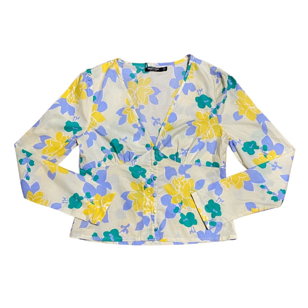 Nasty Gal Floral Plunge Blouse